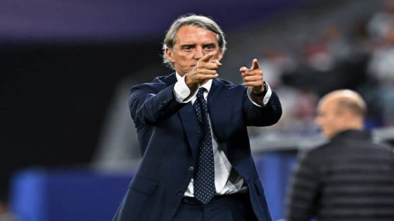 Head Coach Roberto Mancini of Saudi Arabia is reacting during the AFC Asian Cup 2023 round of 16 match between Saudi Arabia and South Korea at Education City Stadium in Al Rayyan, Qatar, on January 30, 2023. (Photo by Noushad Thekkayil/NurPhoto via Getty Images)